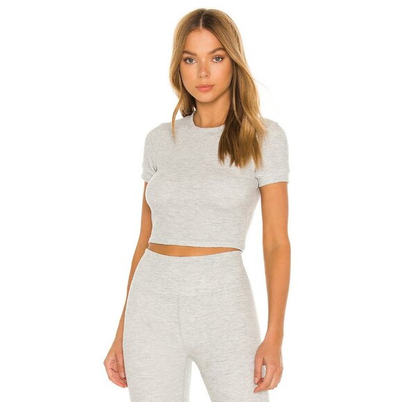 ALO Yoga Micro Waffle Sierra Top in Dove Grey Heather - Picture 2 of 5